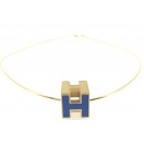 愛馬仕H標誌金屬頸鍊(藍色)