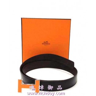愛馬仕 5382橙色陶瓷扣雙面皮帶95厘米(黑/朱古力啡)
