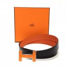 愛馬仕 5382橙色陶瓷扣雙面皮帶95厘米(黑/橙色)